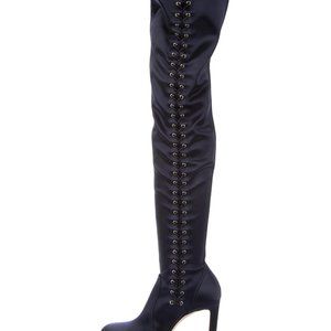 Jimmy Choo over the knee laced up blue boots 39